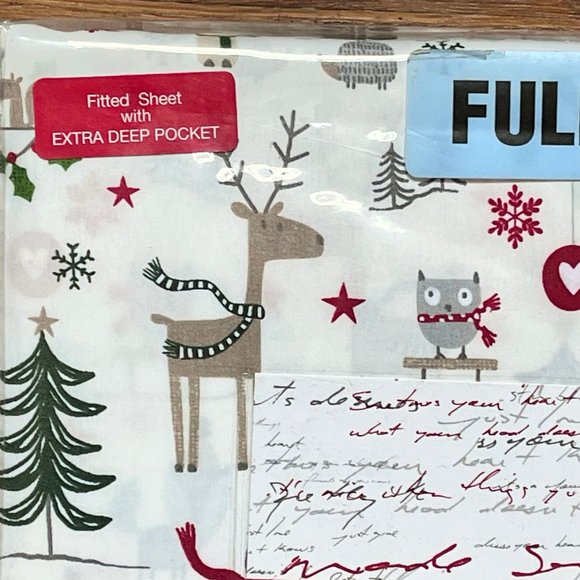 Kensie Home Christmas FULL SIZE Sheet set - Christmas Tree Snowman Deer Snow - Picture 2 of 3